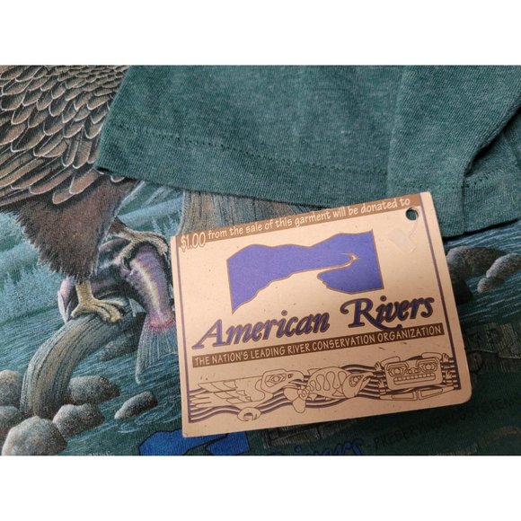 Vtg HL Miller Gold American River Bald Eagle Tshirt Ohiopyle Single Stitch L - Picture 9 of 11